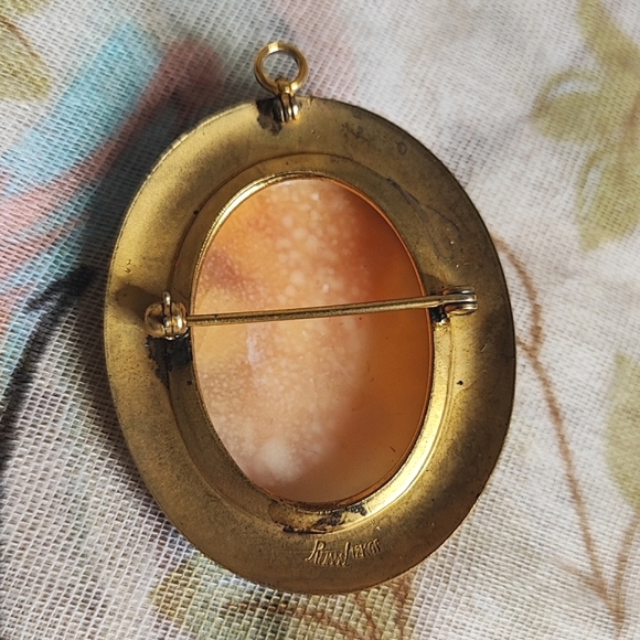 RUSSEL 12KGF Gold Filled Women's Rustic Carved Shell Vintage Transparent Cameo - Picture 7 of 14